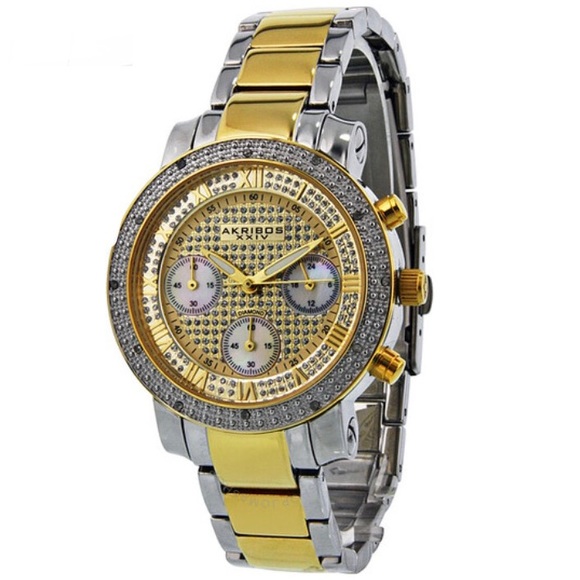 AKRIBOS XXIV Grandiose Gold Tone Bling Ladies Watch AK440YG main image 5